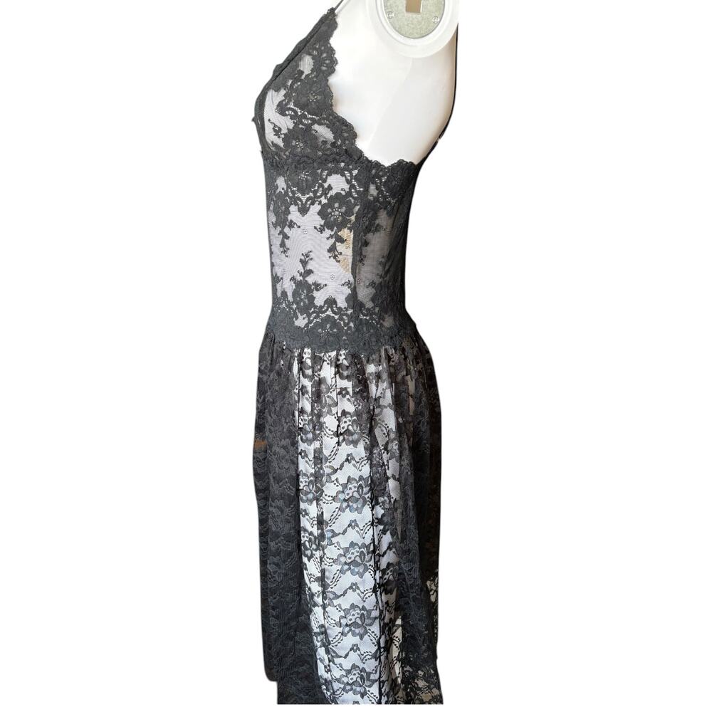 Vintage Victoria's Secret Gold Label Medium Black Sheer Floral Lingerie Dress - Picture 11 of 16